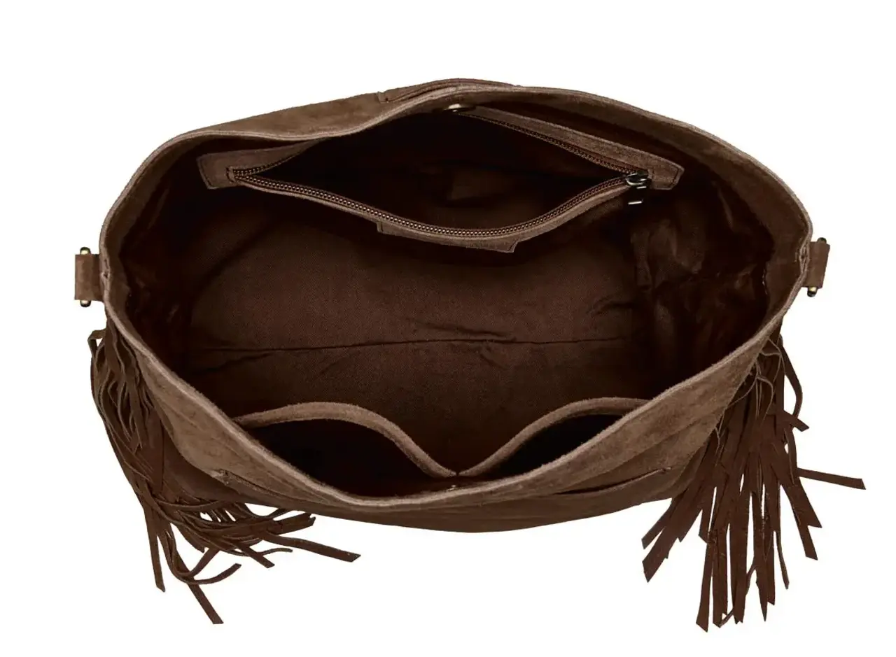 Chabo Bags Suede Stormy Fringes Big - Cacao