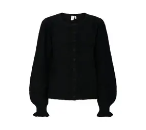 Y.A.S Thelma LS Wool Blend Knit Cardigan – Black