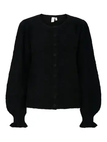 Y.A.S Thelma LS Wool Blend Knit Cardigan – Black
