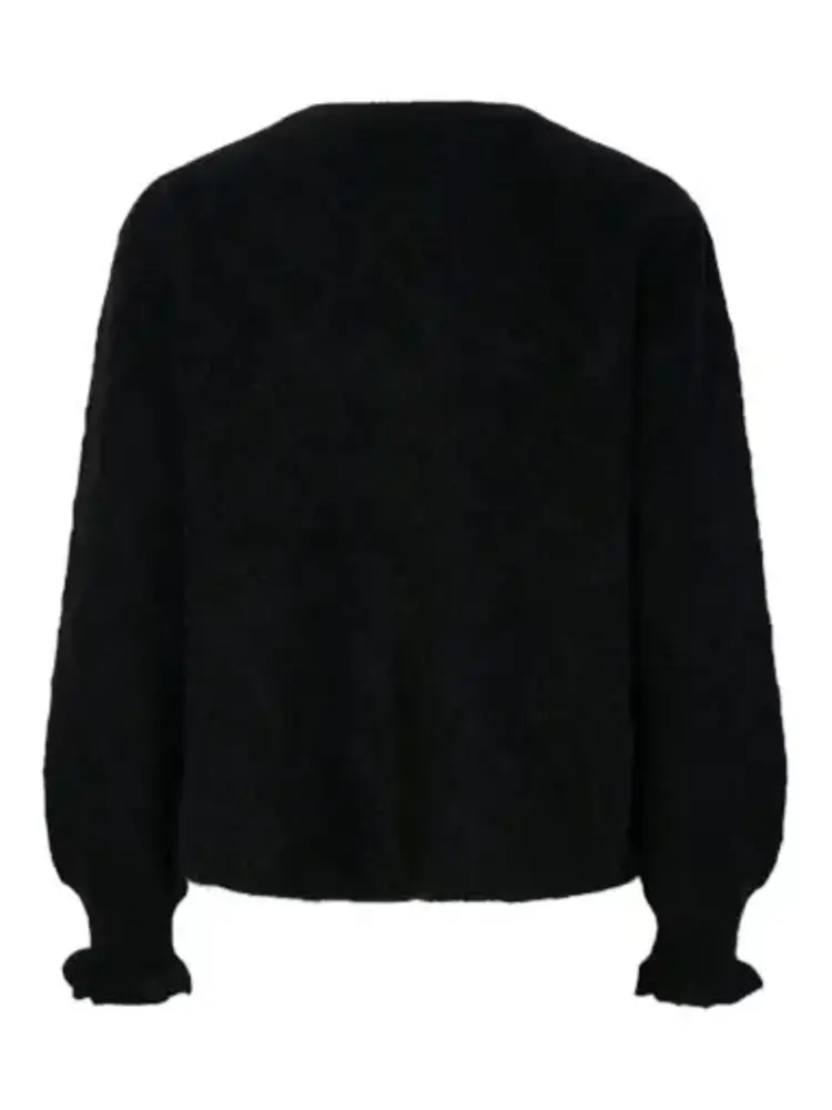 Y.A.S Thelma LS Wool Blend Knit Cardigan – Black