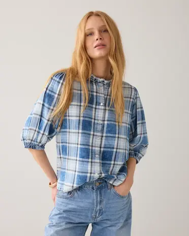 Summum Woman Blouse Indigo check - Indigo