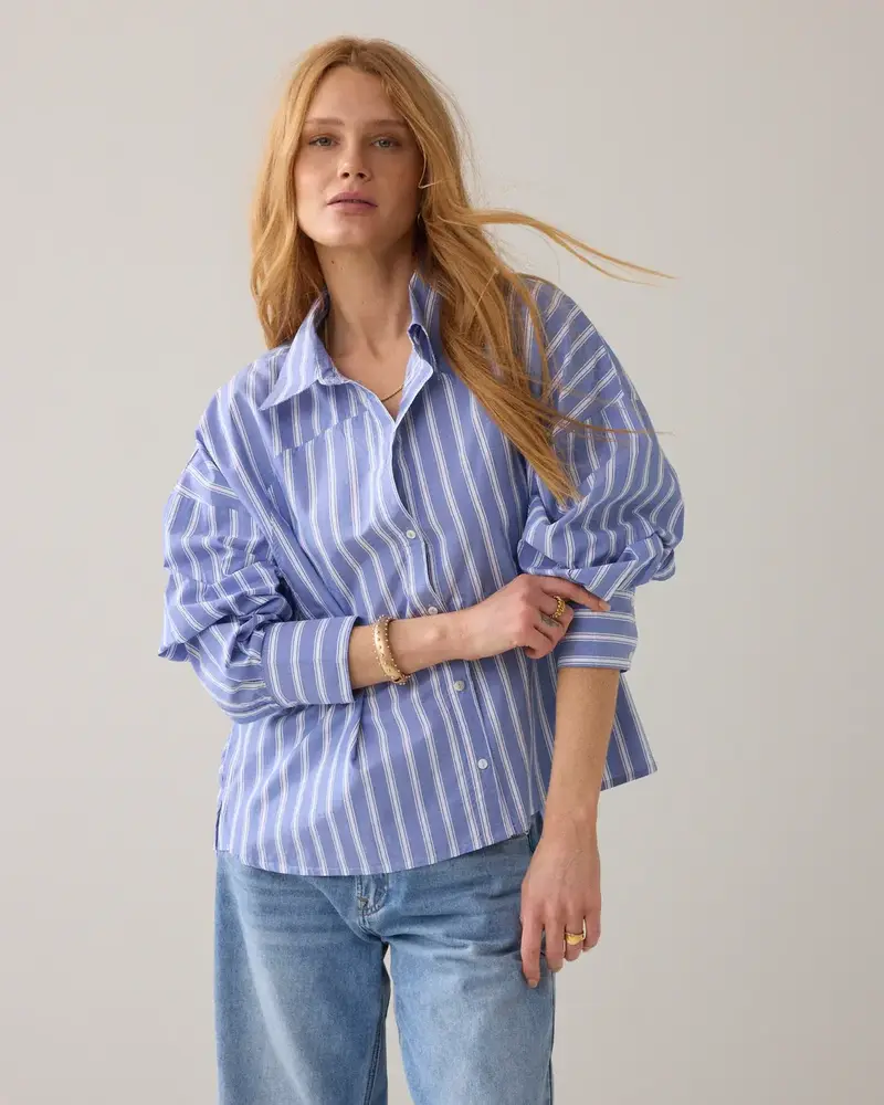 Summum Woman Blouse Shirt stripe - Softblue