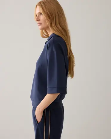 Summum Woman Top Pinstripe scuba - Midnightblue