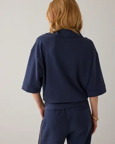 Summum Woman Top Pinstripe scuba - Midnightblue