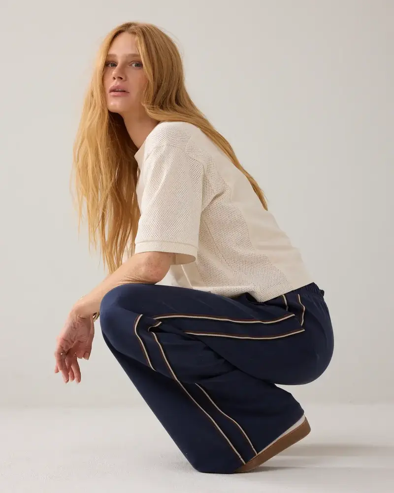 Summum Woman Trouser Pinstripe scuba - Midnightblue