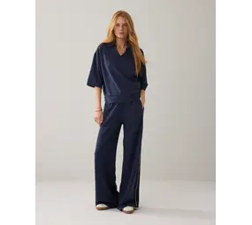 Summum Woman Trouser Pinstripe scuba - Midnightblue