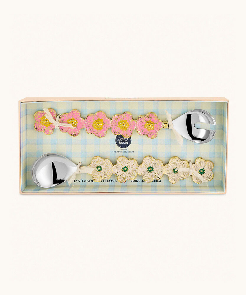 Doing Goods Faye Flower Salad Server Set in Giftbox