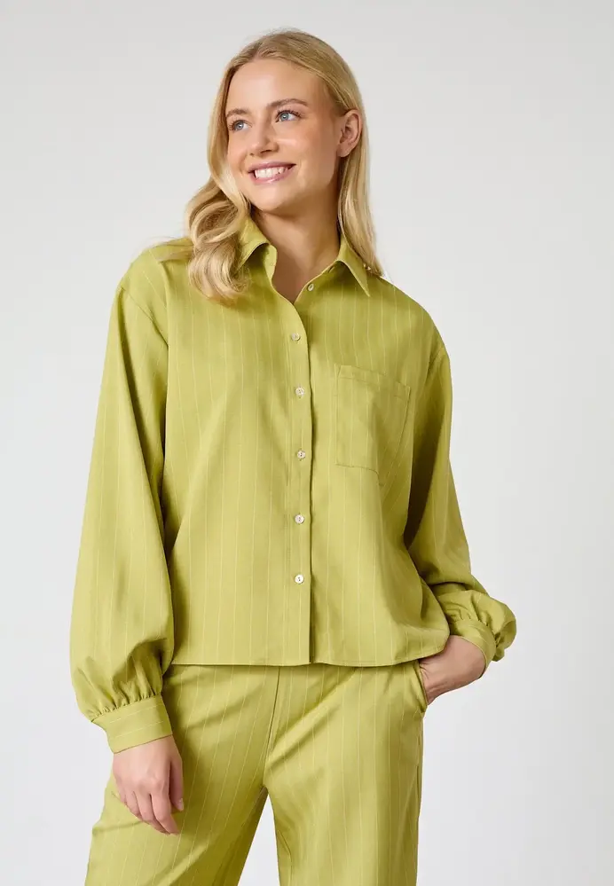 SistersPoint Verina Shirt - Lime Pinstripe