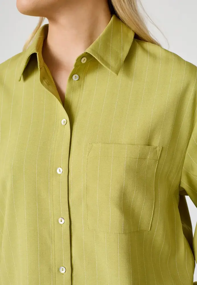 SistersPoint Verina Shirt - Lime Pinstripe