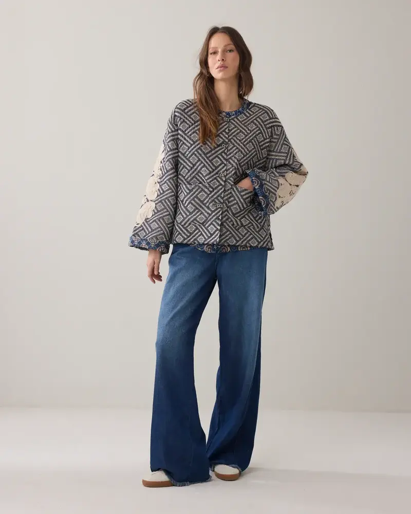 Summum Woman Jacket Blue jacquard - Midnightblue Summum Woman Jacket Blue jacquard - Midnightblue