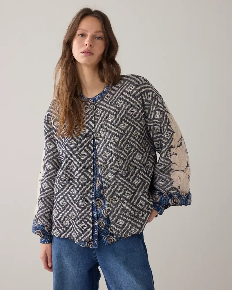 Summum Woman Jacket Blue jacquard - Midnightblue Summum Woman Jacket Blue jacquard - Midnightblue
