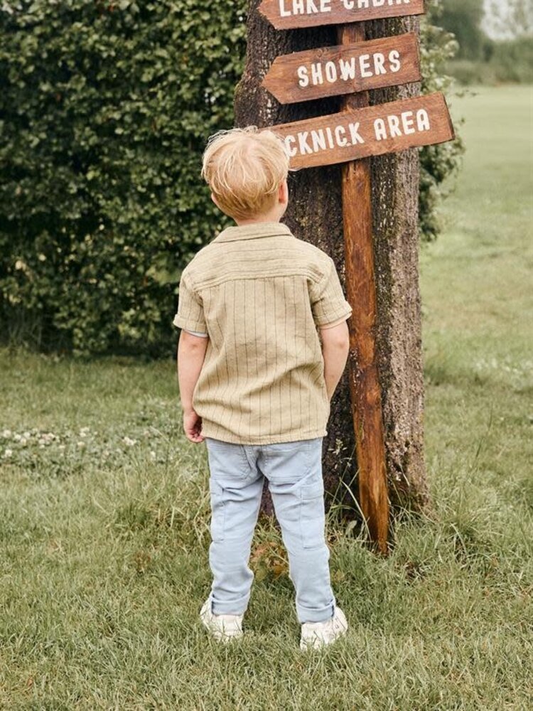 Daily7 Shirt Small Stripe - Pale Olive Green