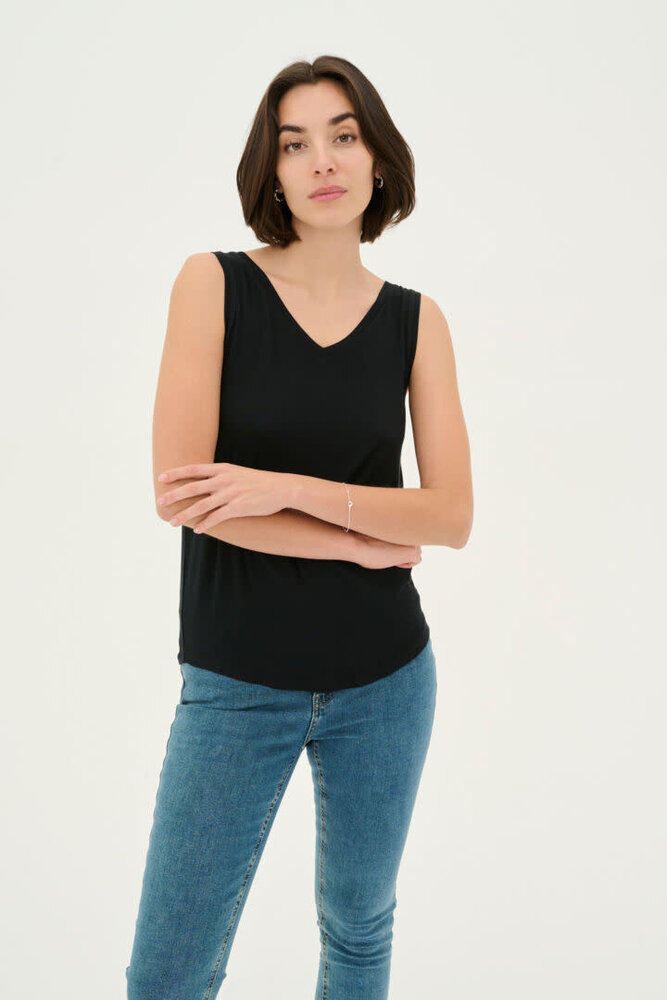 Culture Poppy VO-neck Tank Top – Black