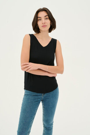 Culture Poppy VO-neck Tank Top – Black