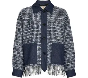 Peppercorn Marlow Fringe Jacket – Fog Sand Jacquard