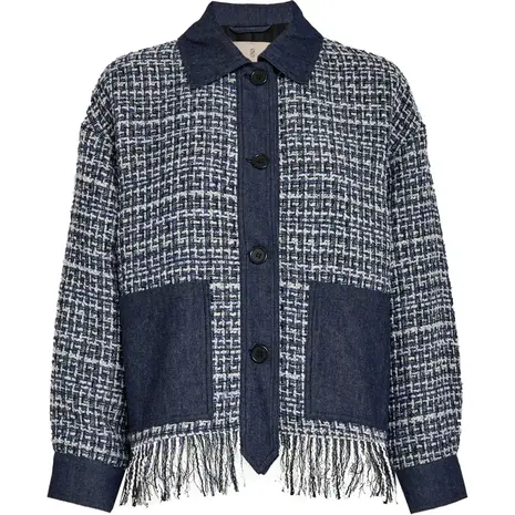 Peppercorn Marlow Fringe Jacket – Fog Sand Jacquard