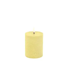 Uyuni LED pillar candle rustic 7,8x10 cm - Wheat Yellow