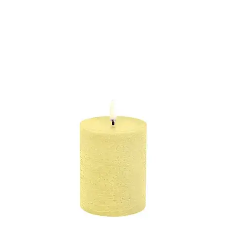 Uyuni LED pillar candle rustic 7,8x10 cm - Wheat Yellow