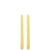 Uyuni LED taper candle, Wheat Yellow, Smooth, 2-pack, 2,3x25 cm