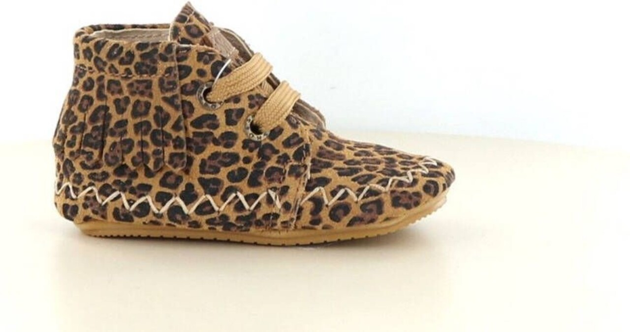 Shoesme Panterprint Babyschoentje met franjes