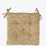 Madam Stoltz Printed cotton chair pad - Honey, rose, green, off white