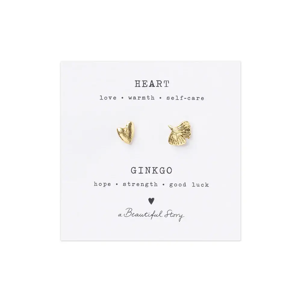 A Beautiful Story Brooch set Ginkgo Leaf - Heart GP