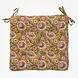Madam Stoltz Printed cotton chair pad - Mustard, off white, grey, raspberry Madam Stoltz Printed cotton chair pad - Mustard, off white, grey, raspberry