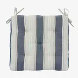 Madam Stoltz Striped cotton chair pad - Blue, white, grey