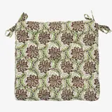 Madam Stoltz Printed cotton chair pad - Brown, green, off white