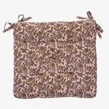 Madam Stoltz Printed cotton chair pad - Pink, nougat, grey