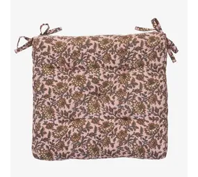 Madam Stoltz Printed cotton chair pad - Pink, nougat, grey