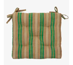Madam Stoltz Striped cotton chair pad - Camel, green, purple, yellow