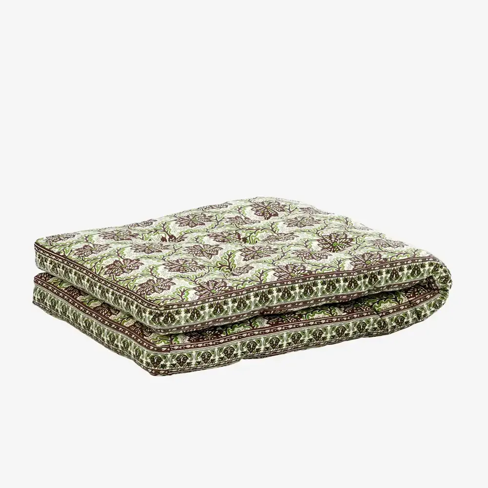 Madam Stoltz Printed cotton mattress - Off white, brown, green