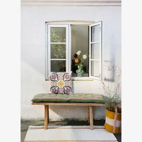 Madam Stoltz Striped cotton mattress -  Camel, green, purple, yellow