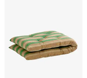 Madam Stoltz Striped cotton mattress -  Camel, green, purple, yellow