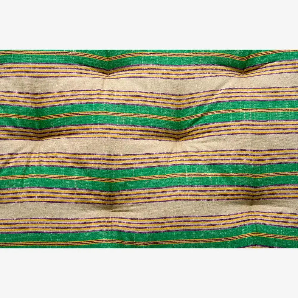 Madam Stoltz Striped cotton mattress -  Camel, green, purple, yellow