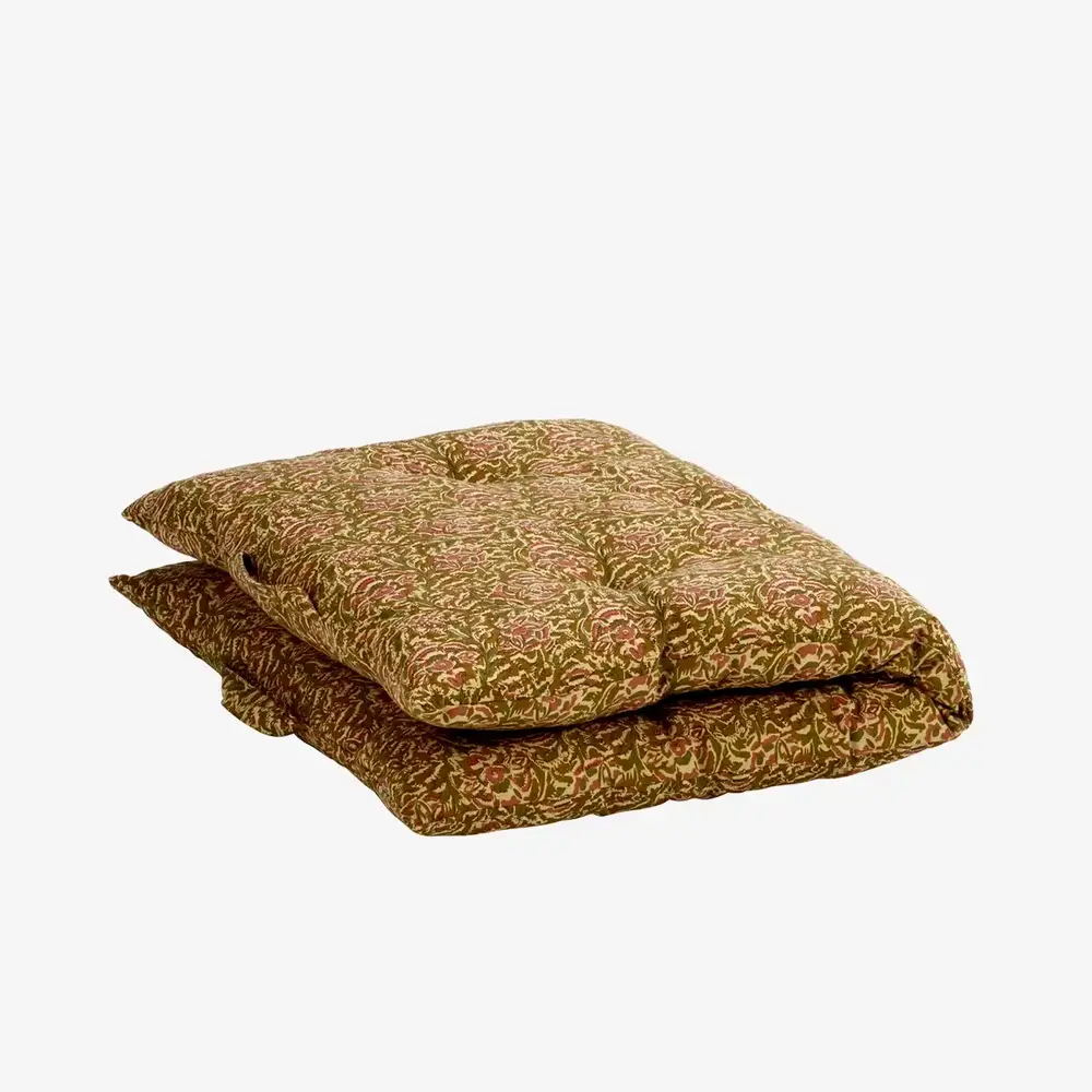 Madam Stoltz Printed cotton mattress -  Honey, rose, green, off white