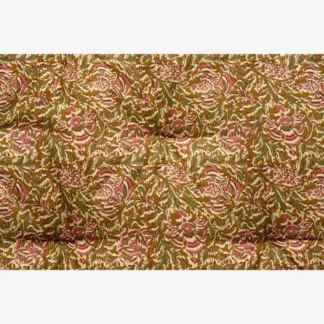 Madam Stoltz Printed cotton mattress -  Honey, rose, green, off white