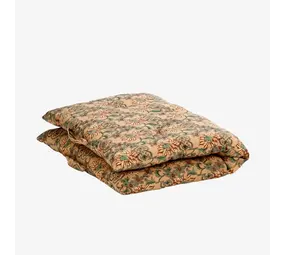 Madam Stoltz Printed cotton mattress -  Peach, sea green, brown, sand