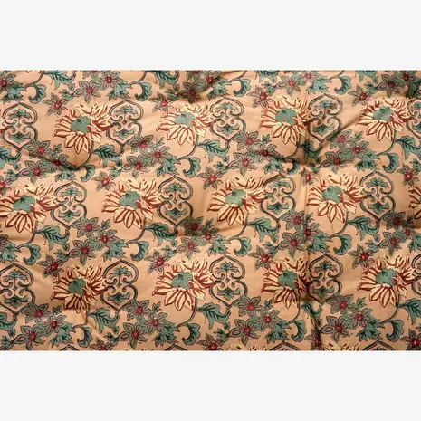 Madam Stoltz Printed cotton mattress -  Peach, sea green, brown, sand