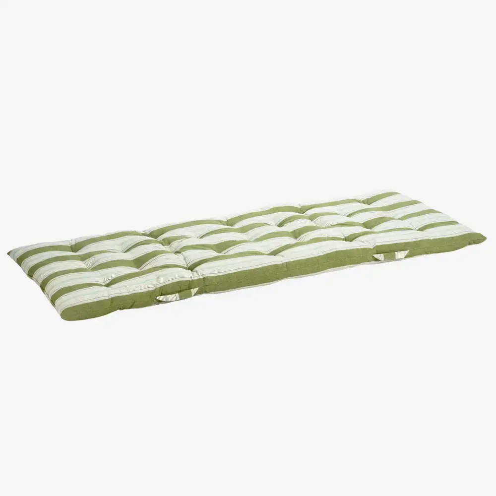 Madam Stoltz Striped cotton mattress -  Green, white, light blue, grey