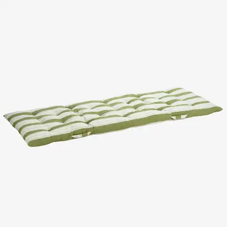 Madam Stoltz Striped cotton mattress -  Green, white, light blue, grey