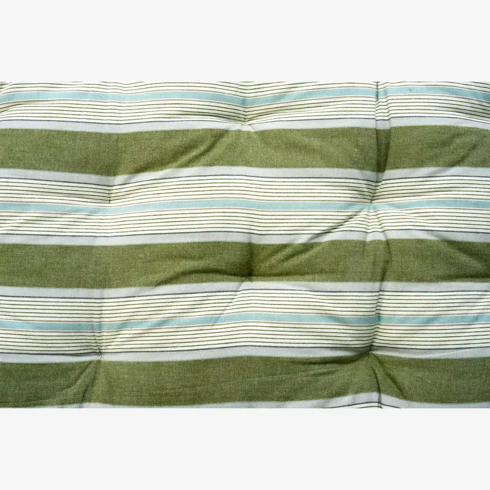 Madam Stoltz Striped cotton mattress -  Green, white, light blue, grey