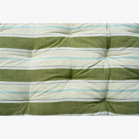 Madam Stoltz Striped cotton mattress -  Green, white, light blue, grey
