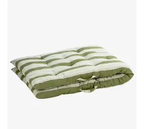 Madam Stoltz Striped cotton mattress -  Green, white, light blue, grey