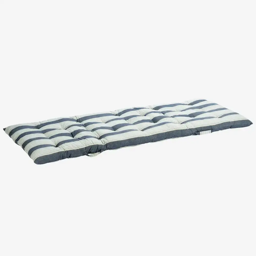 Madam Stoltz Striped cotton mattress - Blue, white, grey