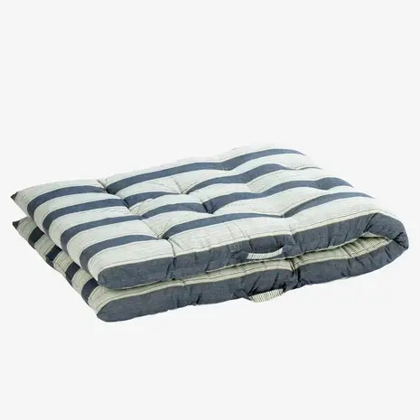 Madam Stoltz Striped cotton mattress - Blue, white, grey