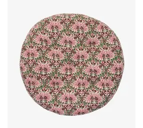 Madam Stoltz Round cotton chair pad - Pink, green, maroon
