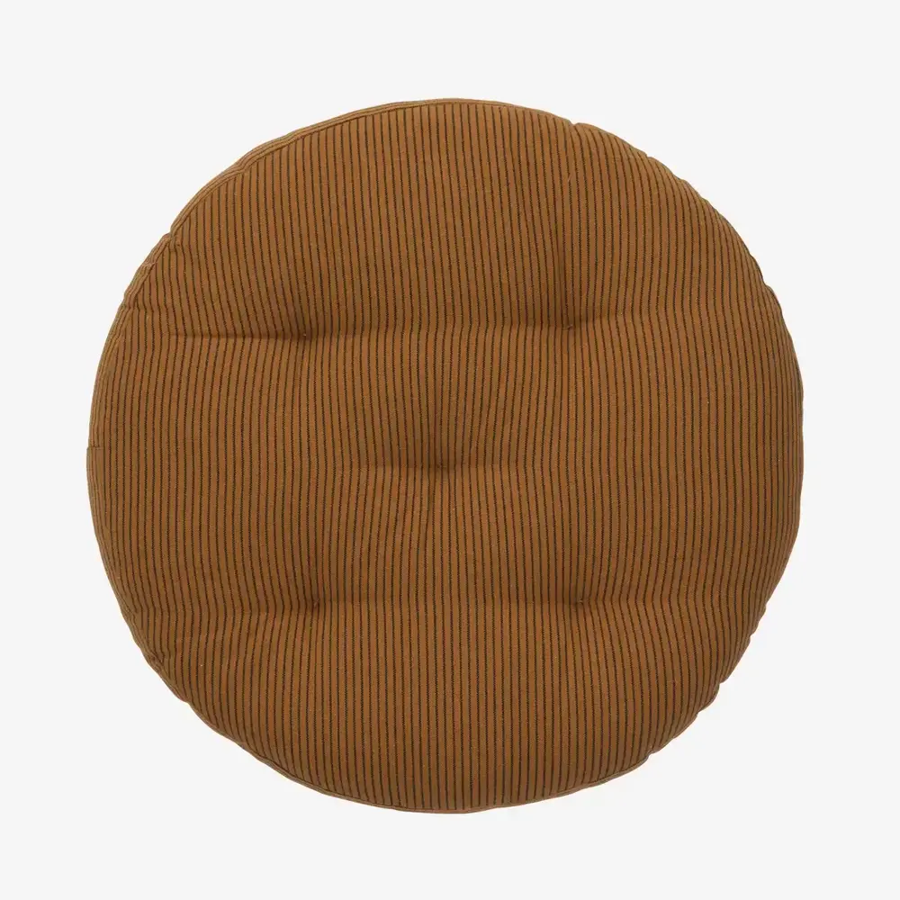 Madam Stoltz Round cotton chair pad - Sugar almond, black