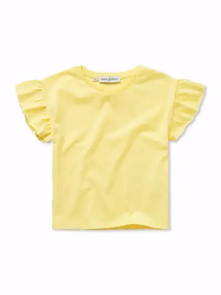 Sproet & Sprout Girls T-shirt ruffle sleeve - Pastel Yellow